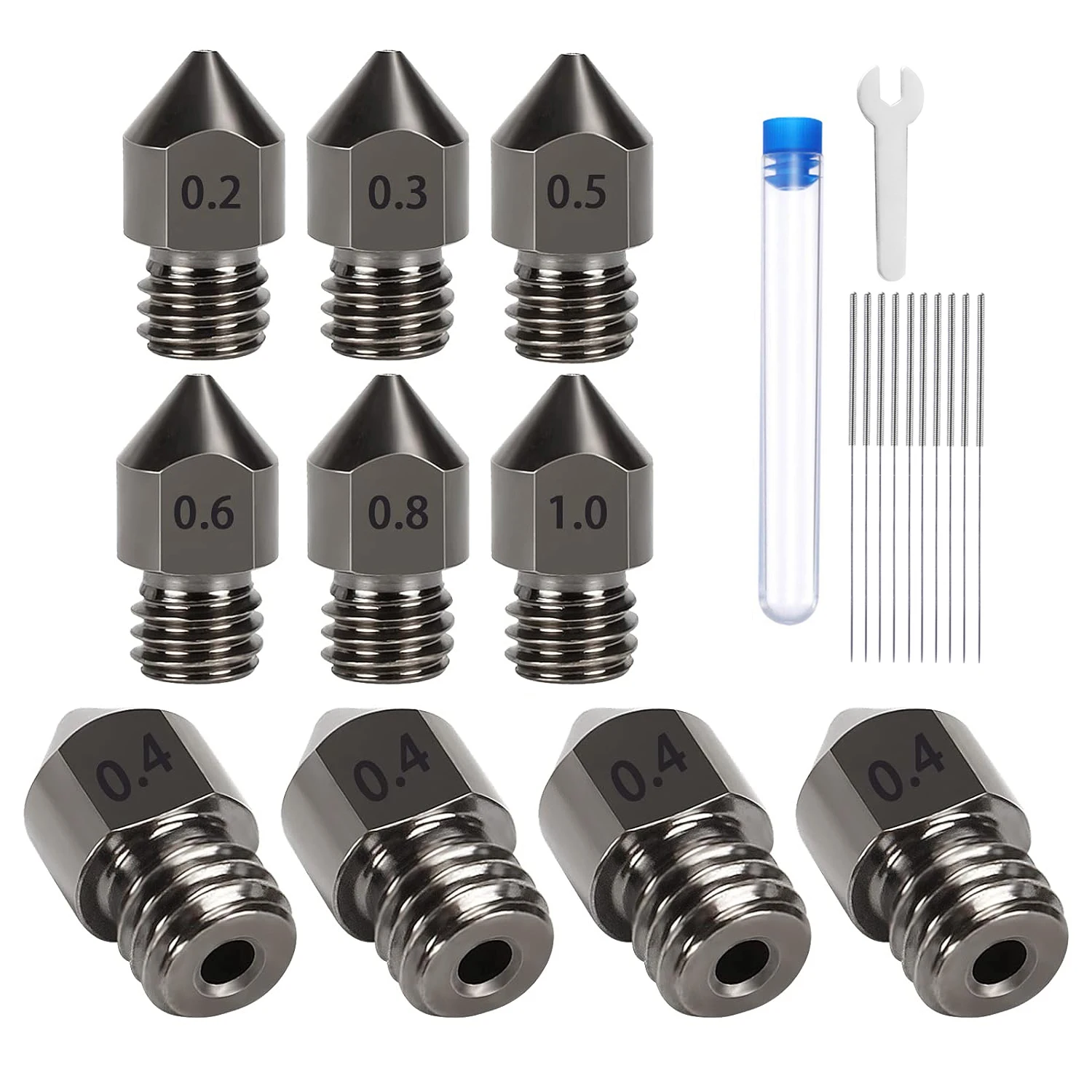 5/10PCS 3D Printer Hardened Steel MK8 Extruder Nozzles for CR-10/ Ender 3/5, Ender 3/ V2 Ender3 pro, Aquila Anet A8 A8plus ET4