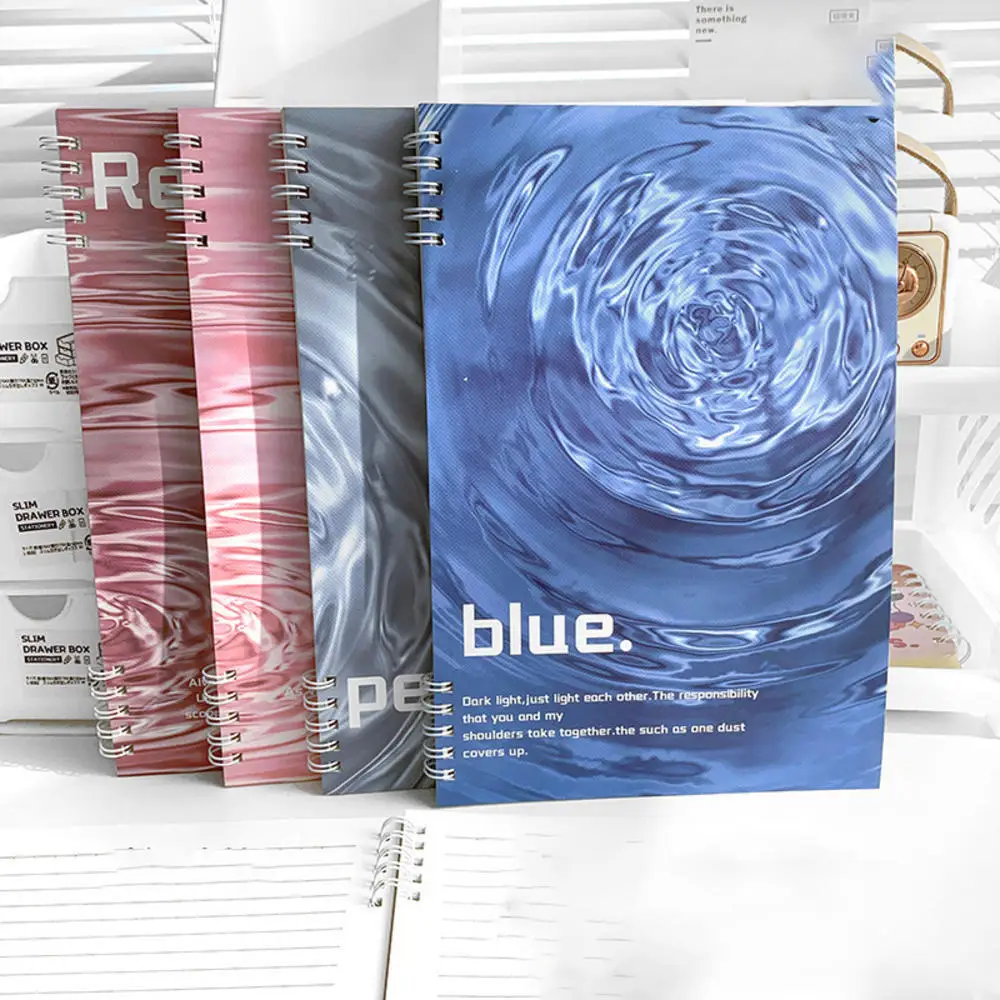 B5 Water Ripple Notebook Ins Style Spiral Coil Horizontal Line Book Diary Sketch Book Hand Ledger Notepad Students Stationery