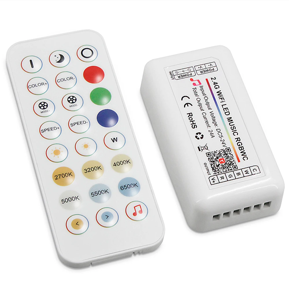 وحدة تحكم LED لاسلكية DC5-24V Tuya Wifi تدعم تطبيق iOs Android Alexa Google التحكم الصوتي لشريط DIM CCT RGB RGBW RGBCCT