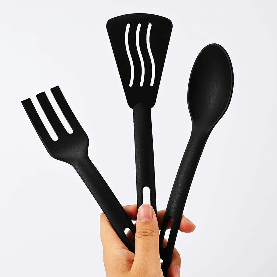 3PCS Nylon kitchenware Spatula spoon Surface fork Nylon kitchenware set for kids portable kitchen tools for picnic camping view 5