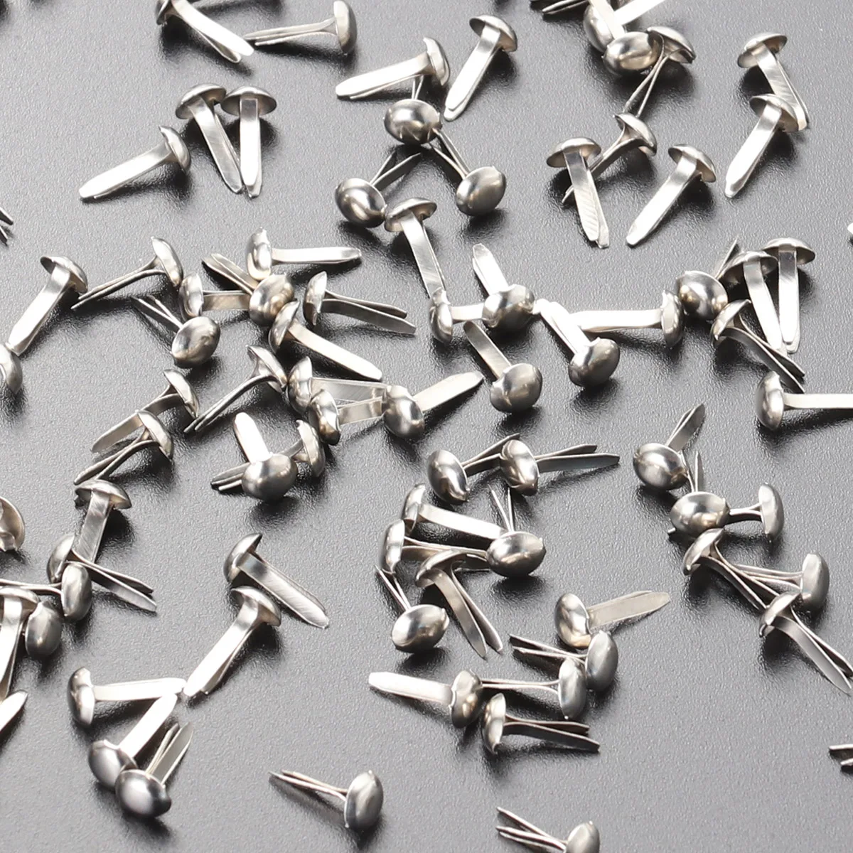 

100 pcs Mini Round Brads 5.5X11Mm Pastel Metal Fasteners Assorted Craft Staples For Scrapbooking Paper Diy Silver Included
