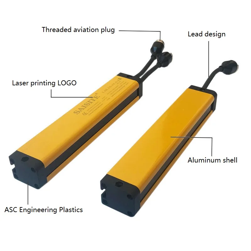Imagem -04 - Saisite-safety Light Curtain Sensor Grating Security Device Relé Npn 20 mm Resolução 40 mm 10 12 16 Beams