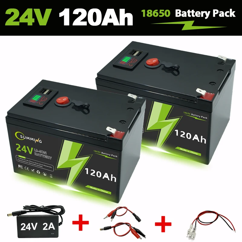 

24V 18650 Battery 120Ah Lithium Battery LiFeP04 with BMS 4000+Cycles Perfect for Solar Fish Finder Power Wheel Boat Home RV