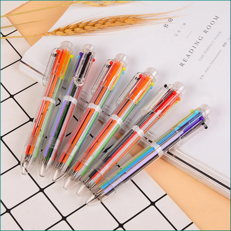 

20 Pcs Creative Press Ballpoint Pen Plastic Transparent 6 Colors Cute Cartoon Ball Pens Primary School Office Supplies