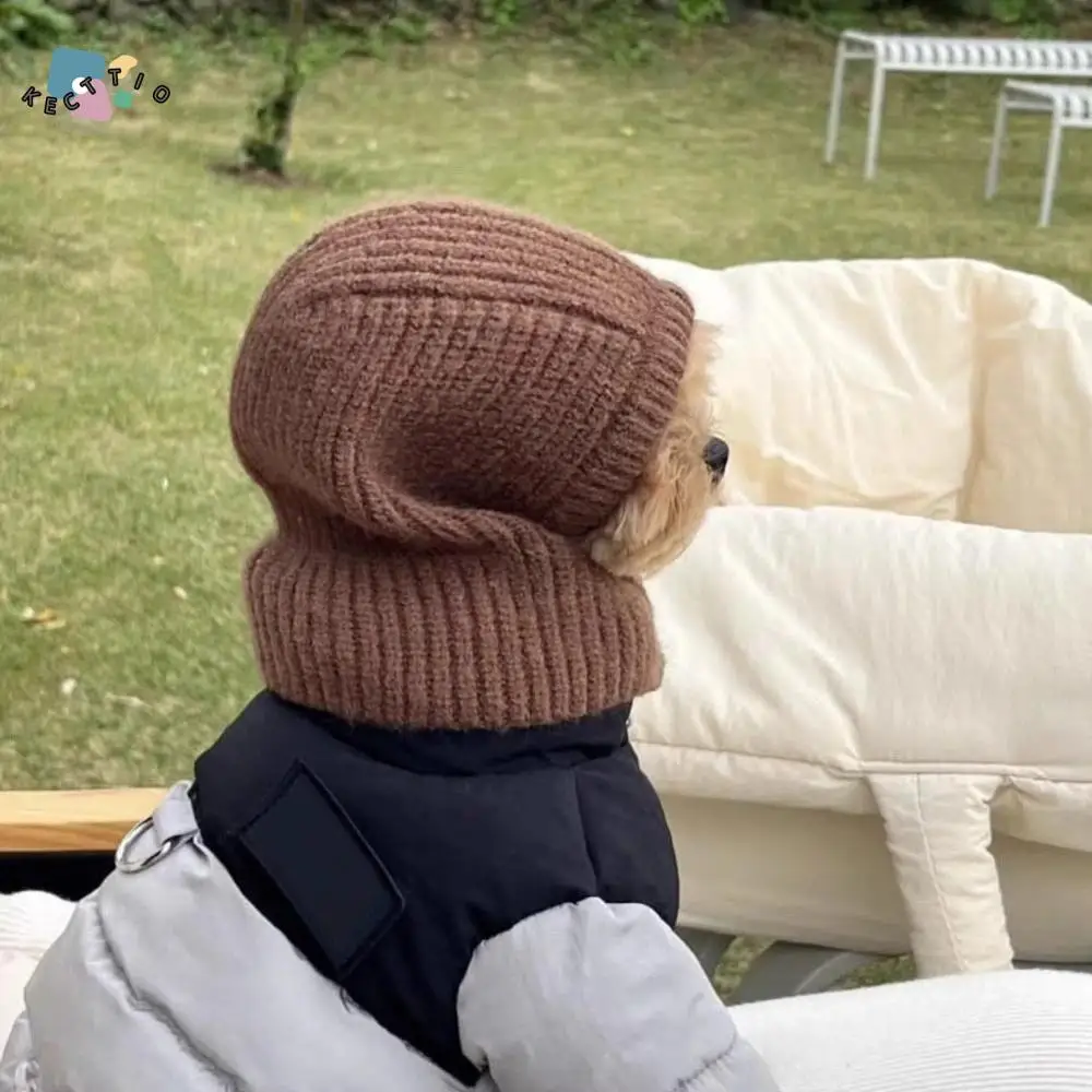 

Pet Accessories Warm Dog Knitted Hat Soft Comfortable Cat Bear Hat Fashion Solid Color Dog Head Cover Outdoor