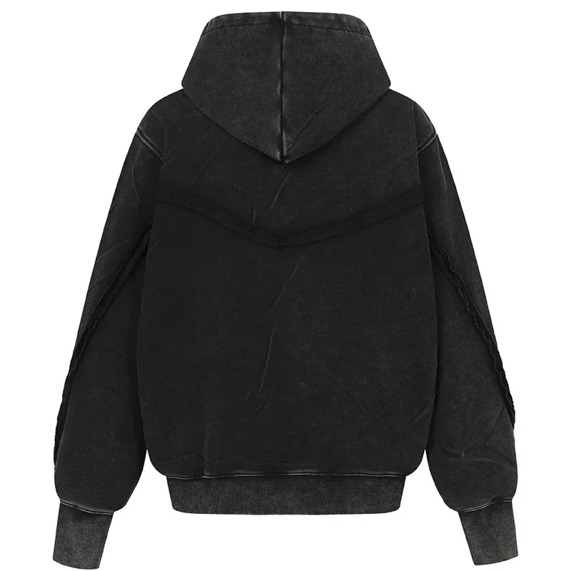 Irregular Patchwork Vintage Hoodies Men Streetwear Harajuku Hip Hop Hoodies Jackets Retro Oversized Y2K Sweatshirts