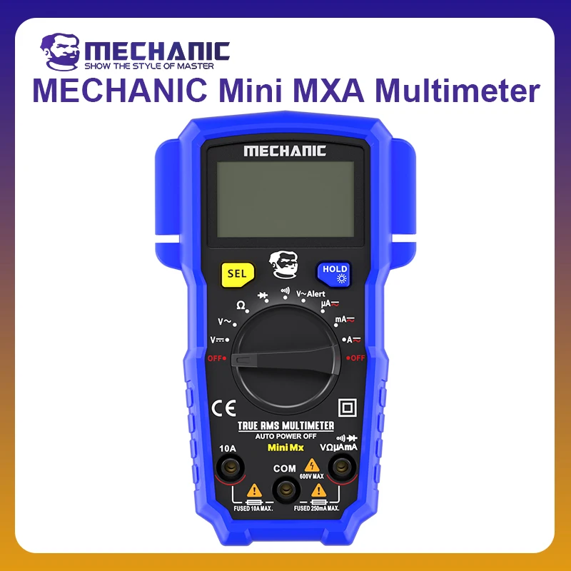 Mechanic OFFICIAL Mini MX Anti-Burn Chip Precision Multimeter Portable Intelligent Display with Probe Pen Voltage Current Tester