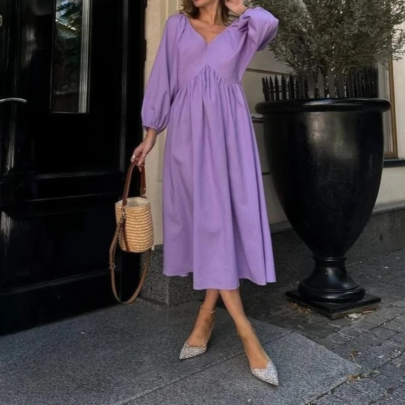 

2025 New Autumn Long Dress with Casual Temperament High-end Backless Lace up Dress Women's Clothing