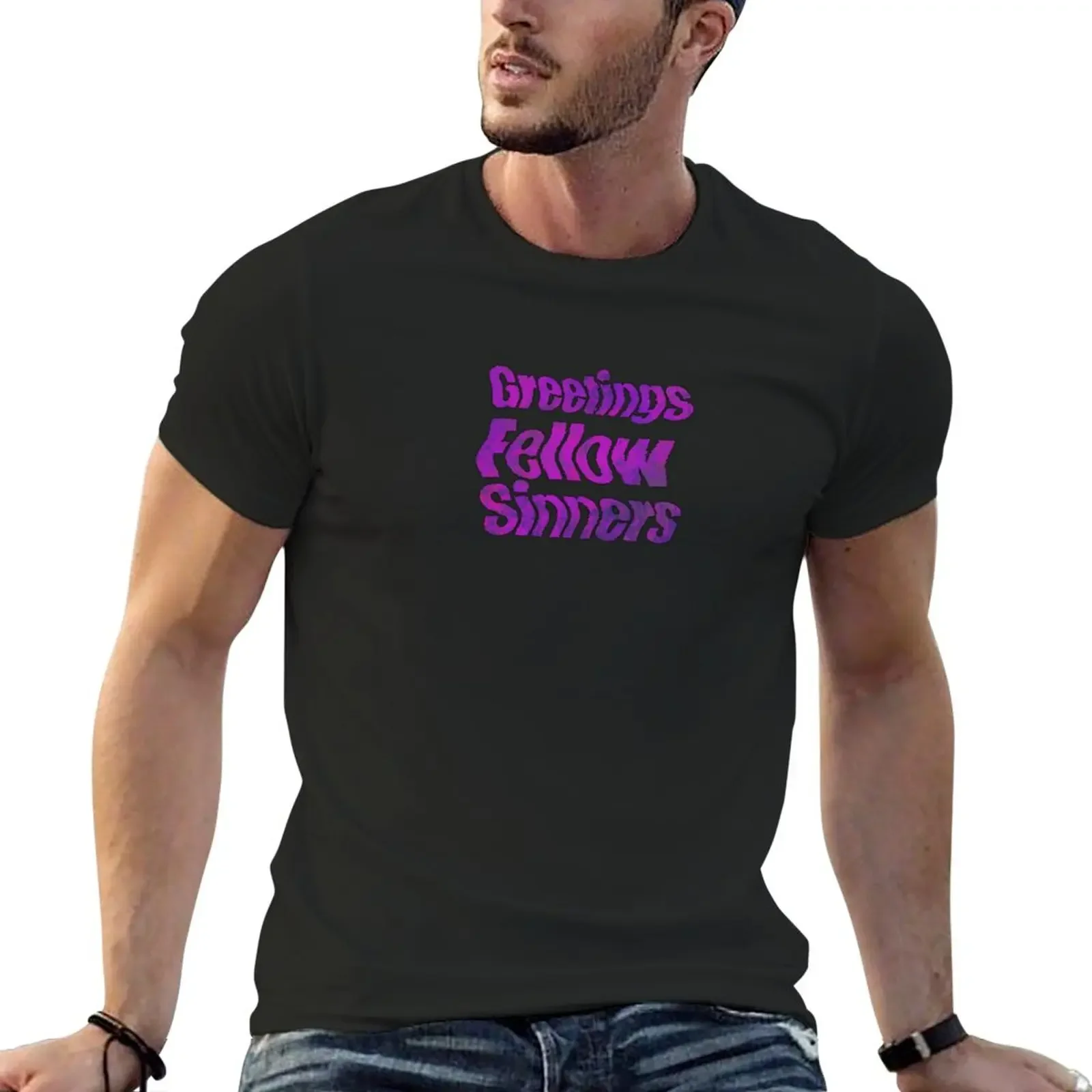 New Greetings Fellow Sinners (Purple) T-Shirt hippie clothes Short sleeve new edition t shirt cute tops mens funny t shirts