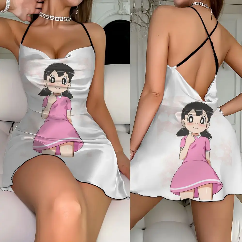 Summer cute sexy dress Doraemon Nobita Element Print Elegant Party dress 2024 dress Women Pure desire fashion Summer ladies