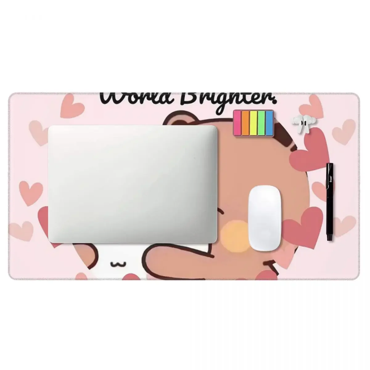 Large Mouse Pad Panda Bear And Brownie True Love Happy Birthday BUBU DUDU Gamer PC Laptop Mats Keyboard Desk Mat