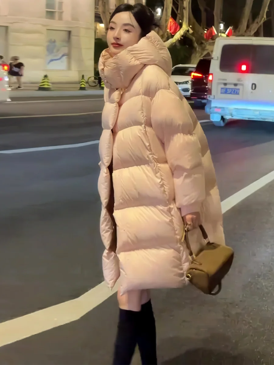 

Cloudlike Women's down Jaet Hooded Puffy Warm Mid-Length Bread Sle Coat Thiened Winter New Arrival Straight Cut Long Sl...