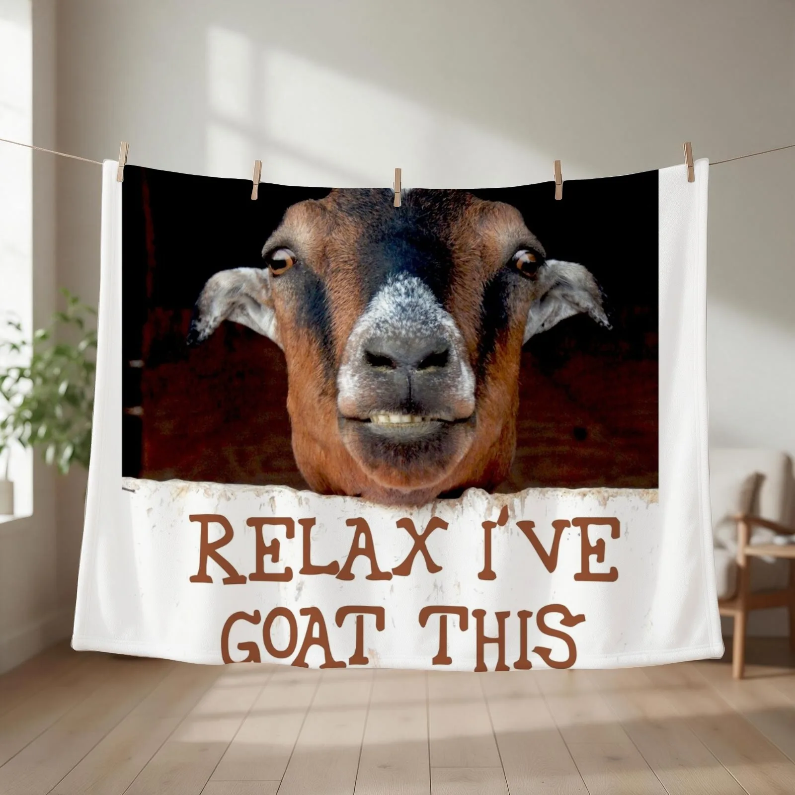 relax I goat this, fun goat, smiling goat, Throw Blanket Large Camping Thermals For Travel Blankets Sofas Of Decoration Blankets