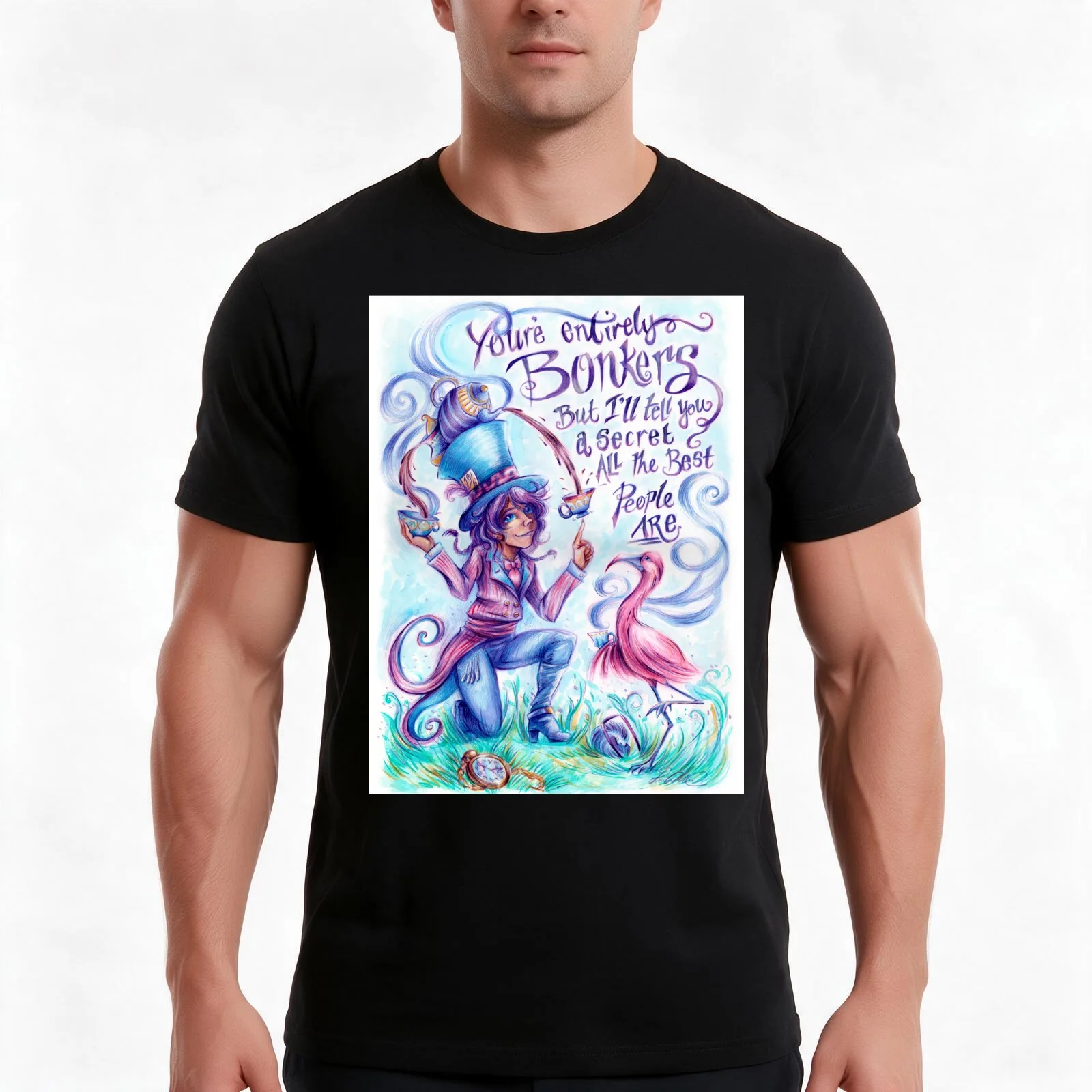 You're Entirely Bonkers T-Shirt, Summer Casual Cotton Tee, Oversized Streetwear Tops, Vintage Graphic Print, Unisex Men Women