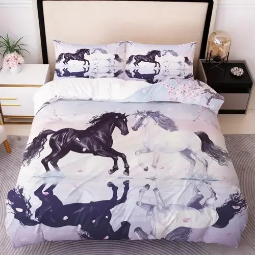 

Horse Duvet Cover Duvet Cover with Horse Pattern Suitable for Children Boys Girls and Adults Soft Comfortable and Breathable