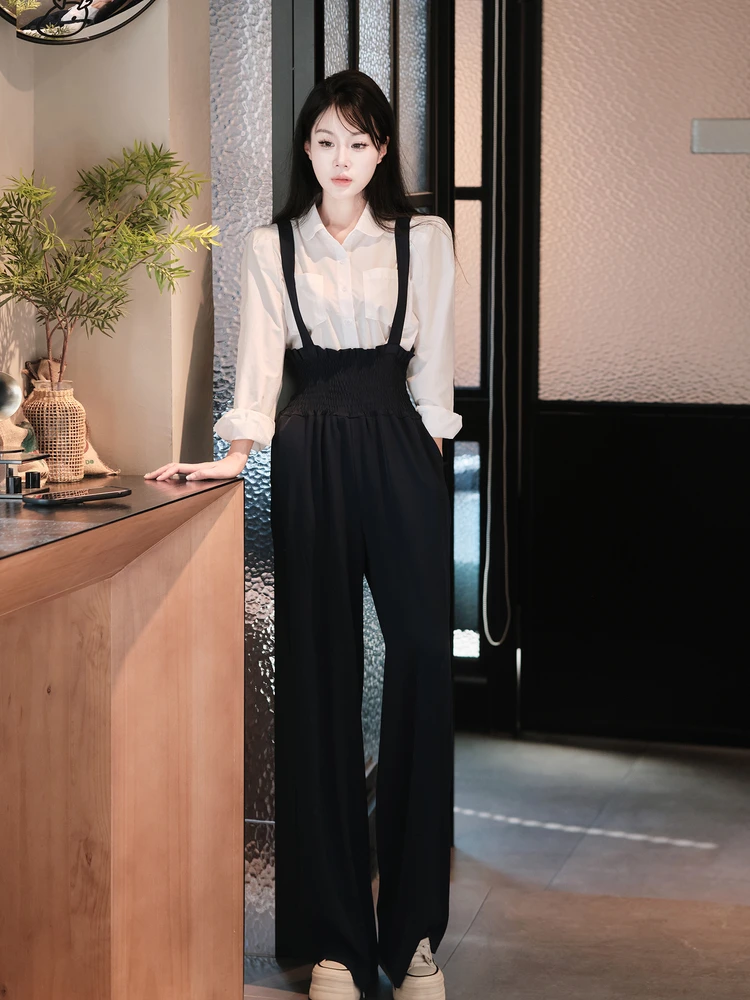 

Новые женские брюки Bla с высокой талией, широкими штанинами, свободного кроя, длинные, повседневные, узкая версия, в корейском стиле