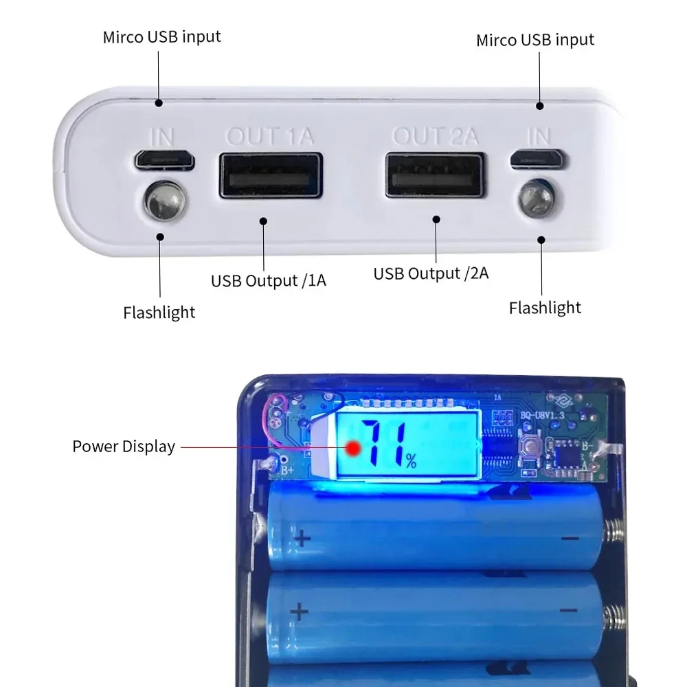 18650 DIY аккумулятор Power Bank Dual USB Type-C 5 В для зарядки телефона iPhone Xiaomi Huawei чехол для хранения без аккумулятора