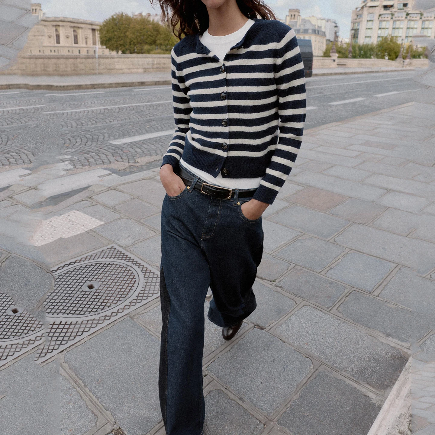 Z سترة نسائية محبوكة غير رسمية شريطية Faion ملابس خارجية طويلة Sve مستديرة Ne زر حتى سترة خريف 2025