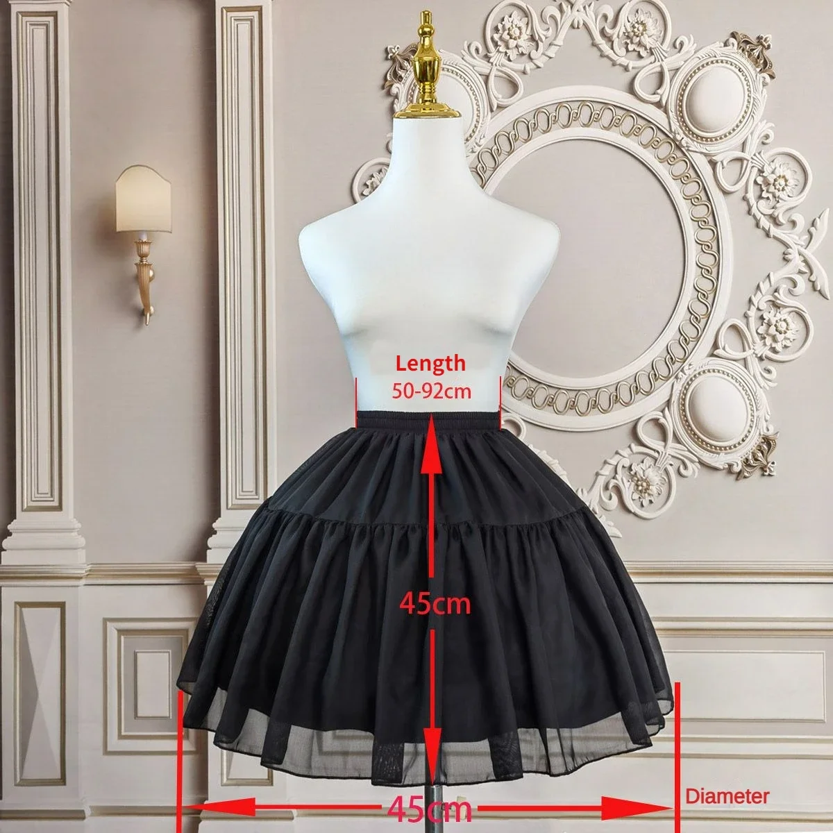 

MAGOGO 45CM Chiffon A-line Lolita Petticoat Crinoline Women Violent Fishbone Mini Skirt Anti-slip Liner Adjustable Underskirt