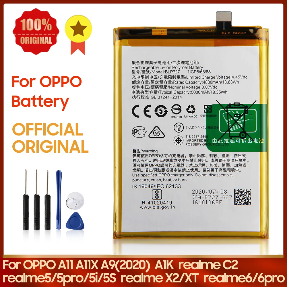 

New Phone Battery BLP727 for OPPO A11 X A1K Realme 5 5pro 5i 5s C2 X2 XT 6 6PRO BLP729 BLP711 BLP721 BLP741 BLP757