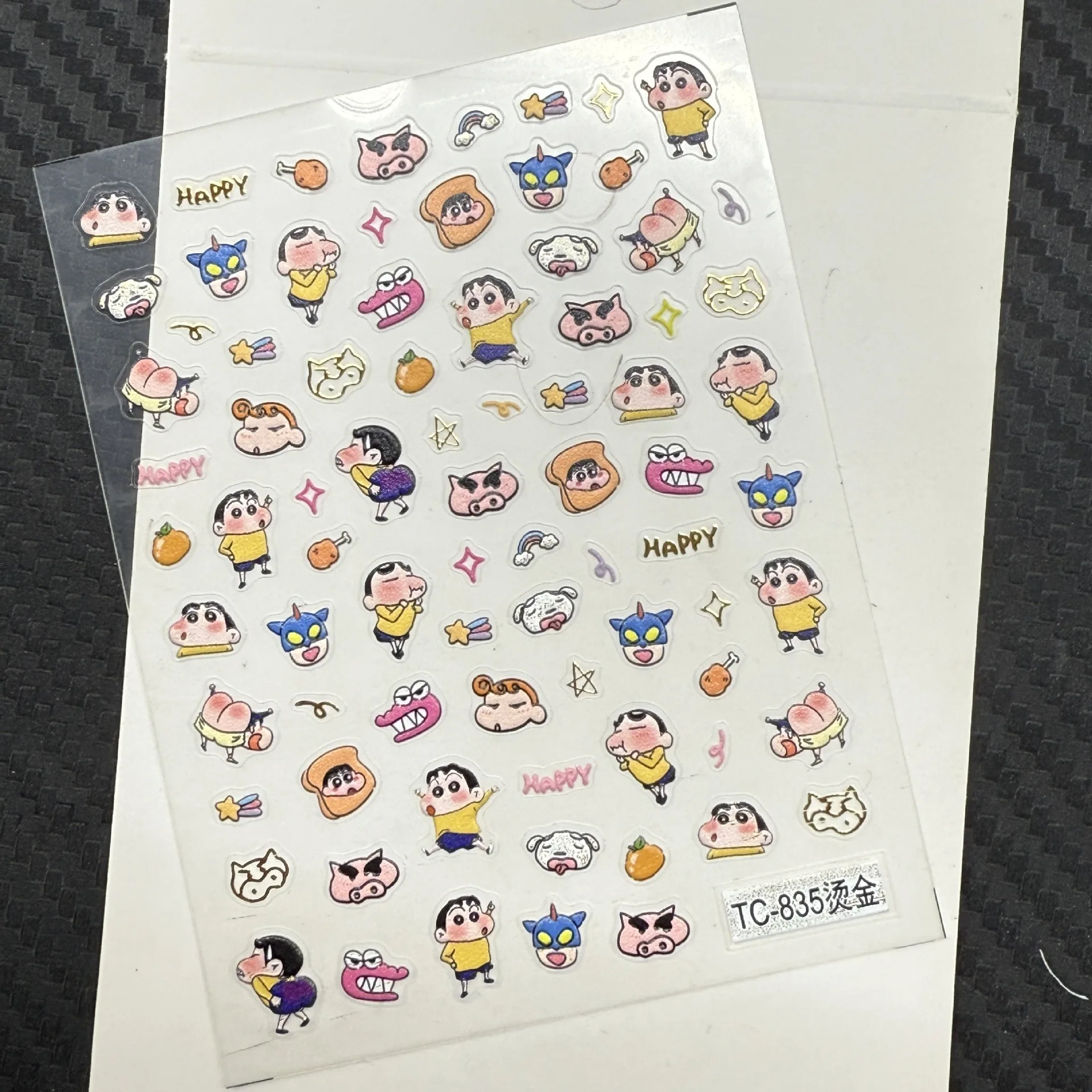 1PCS 5D Shin-chan Naked Nail Stickers Action Kamen Buriburizaemon Nail Art Accessories Cute Style Crayon Shin-chan Nail Parts