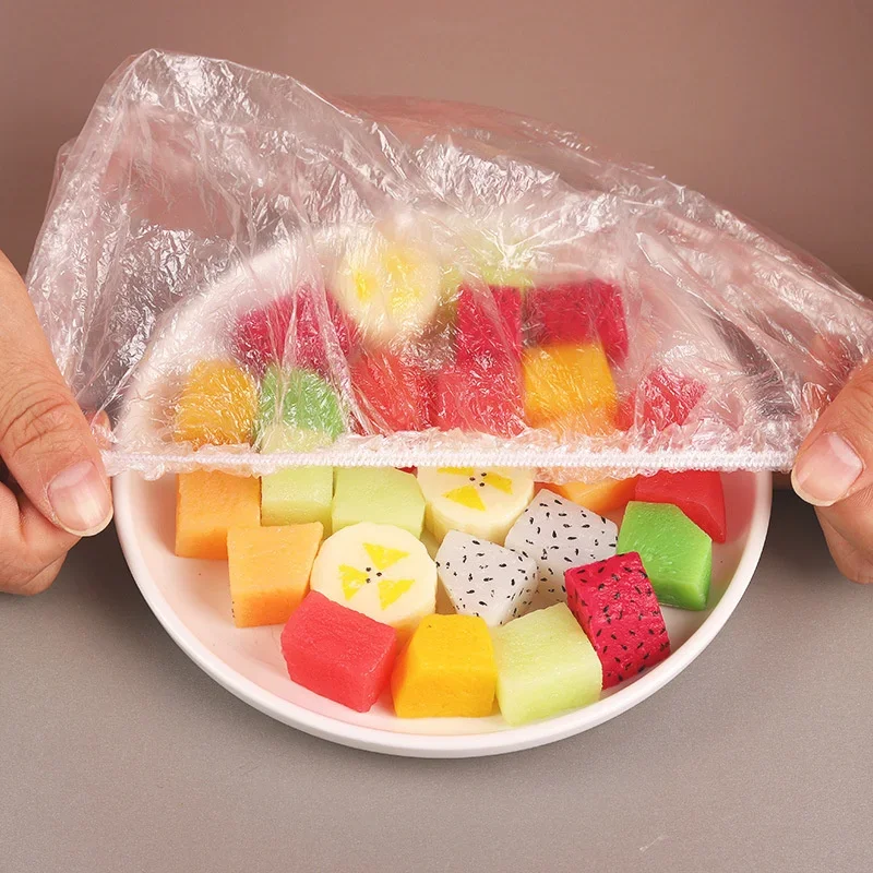 100pcs Disposable Food Storage Cover Reusable Elastic Fresh Food Covers Stretch Wrap Bowl Dish Food Cover Fresh Keeping Bags