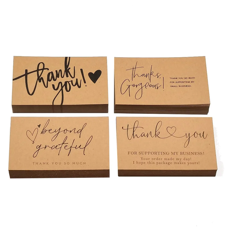 AM-360 Pcs Exquisite Kraft Paper Thank You Cards ,For Small Business Appreciation Card Gift Decoration Cards