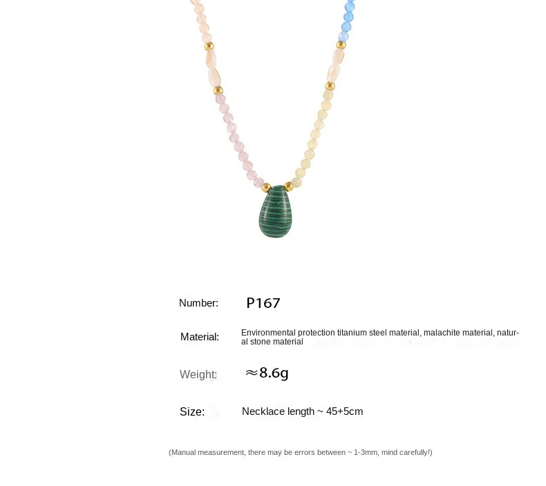 Naturstein-Perlenkette Damenmode Malachit Edelstahl Herz-Muschel-Anhänger Elegante Halskette Schmuck Geschenk – Detail 7
