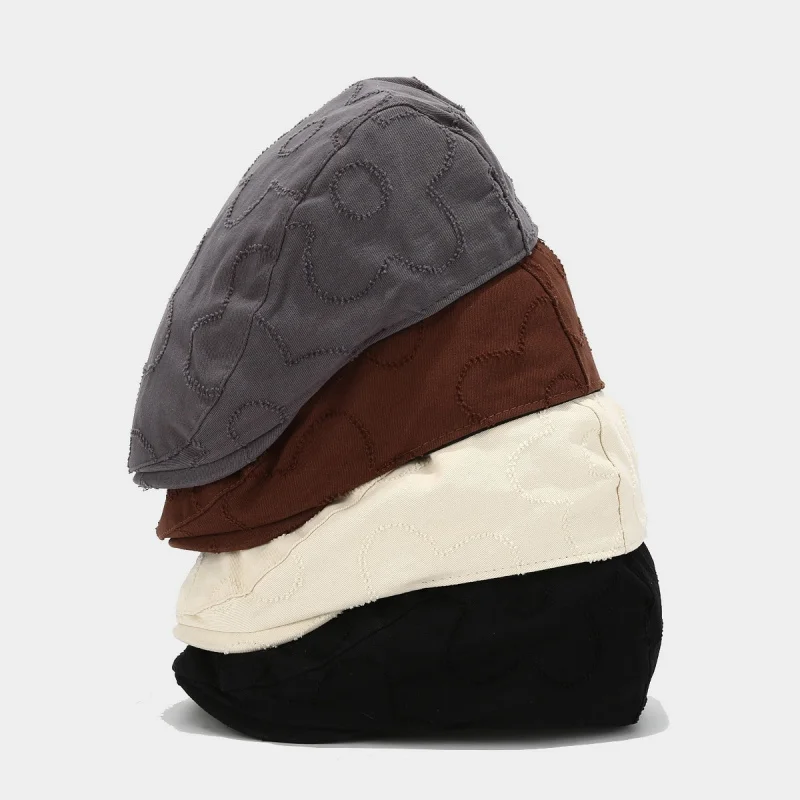 Vintage Heart Stitched Forward Cap Unisex Casual Ivy Hat Washed Cotton Peaked Cap For Men Women