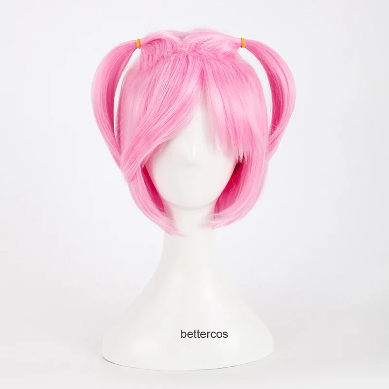 DDLC Doki Doki Literature Club Natsuki Cosplay Wigs Short Pink Heat Resistant Synthetic Hair Wig Cap