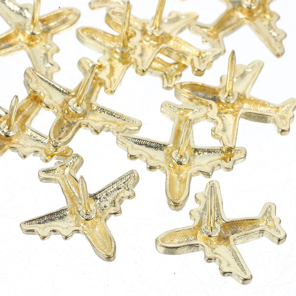 Imagem -03 - Thumbtack Avião em Forma de Avião Pushpins Bulletin Board Tacks Metal Dourado 24 Pcs