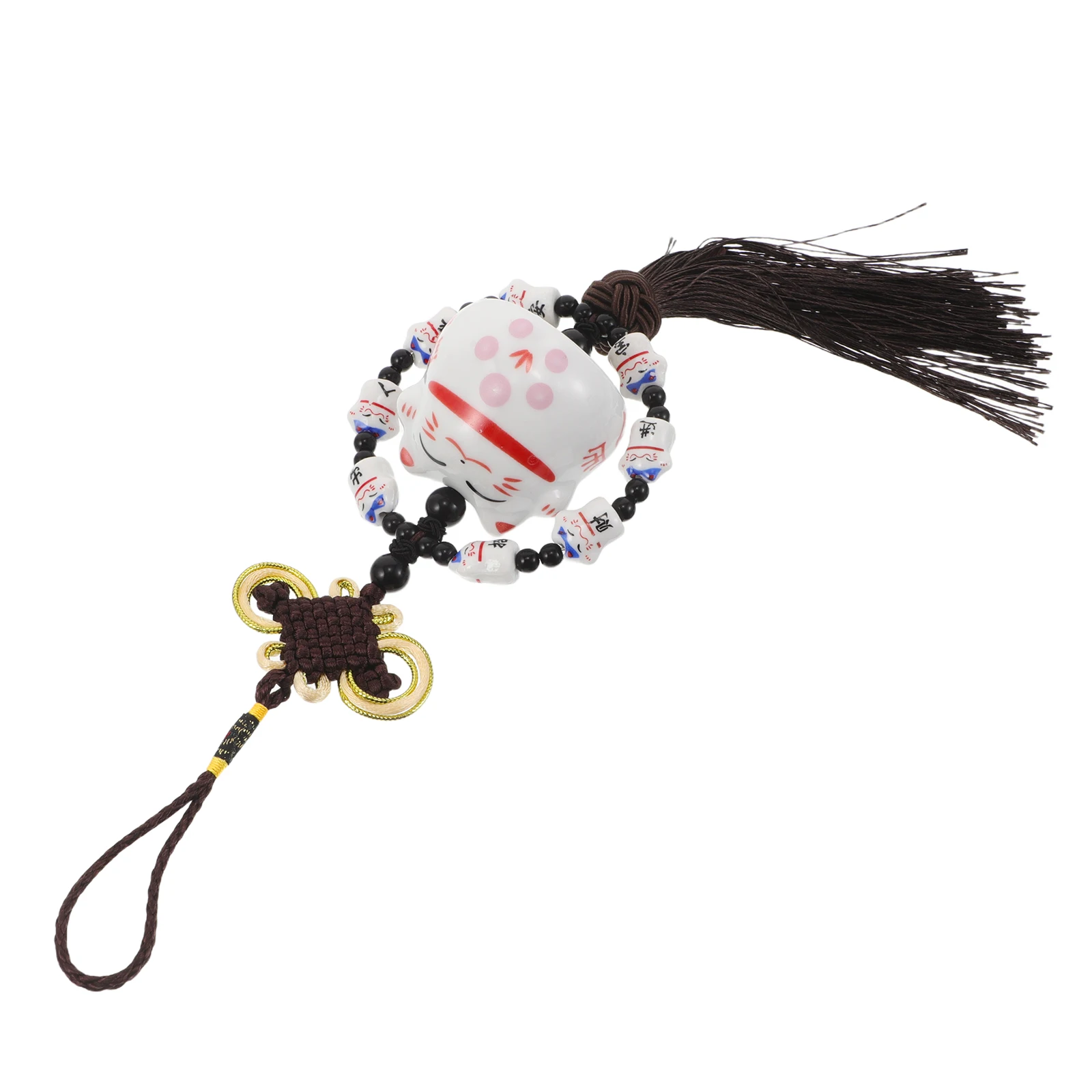 

Lucky Cat Car Hanging Ornament Fortune Cat Charm Ceramic Rearview Mirror Pendant Good Luck Feng Shui Symbol Car Interior