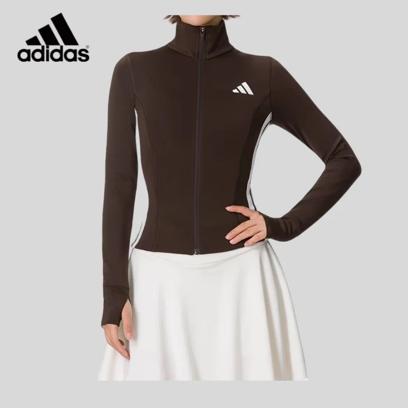 Adidas Women's Knitted Jacket Slim Cardigan Top Sportswear Stand-up Collar Warm Jacket KY3183