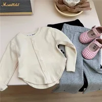 2-10Y filles chemise printemps automne nouveaux enfants à manches longues T-shirt couleur unie à la mode bébé minceur hauts filles chemises de Base 6