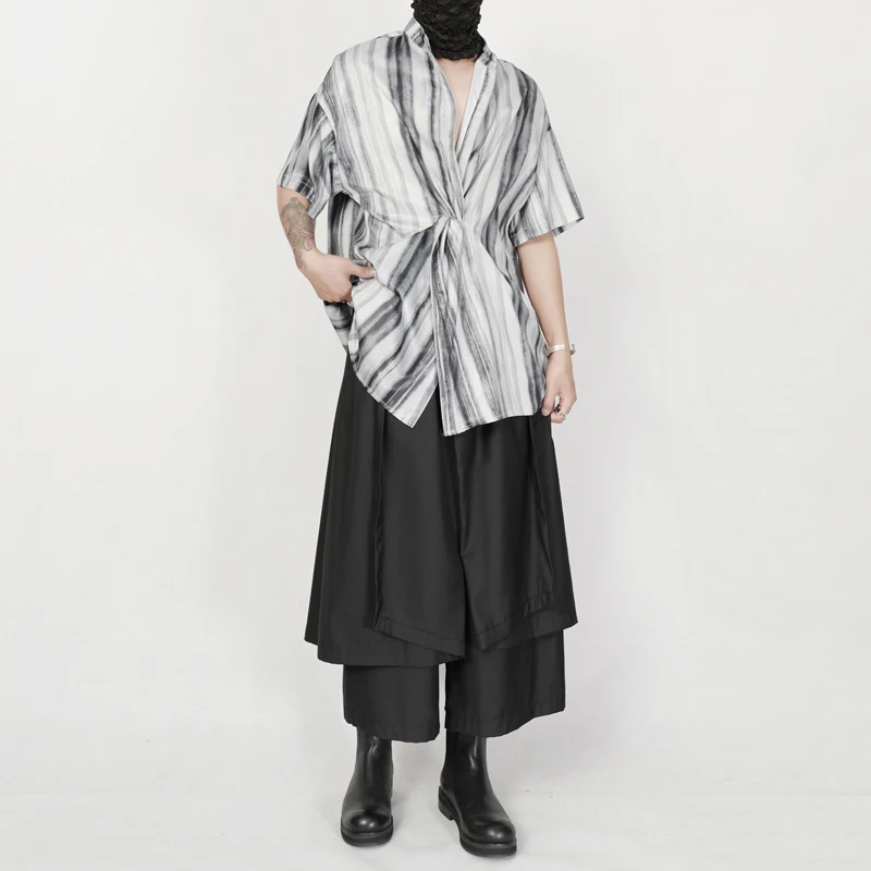 

Summer New Shirts, Yamamoto niche designer stripes, short sleeved tops, loose pullover shirt trend