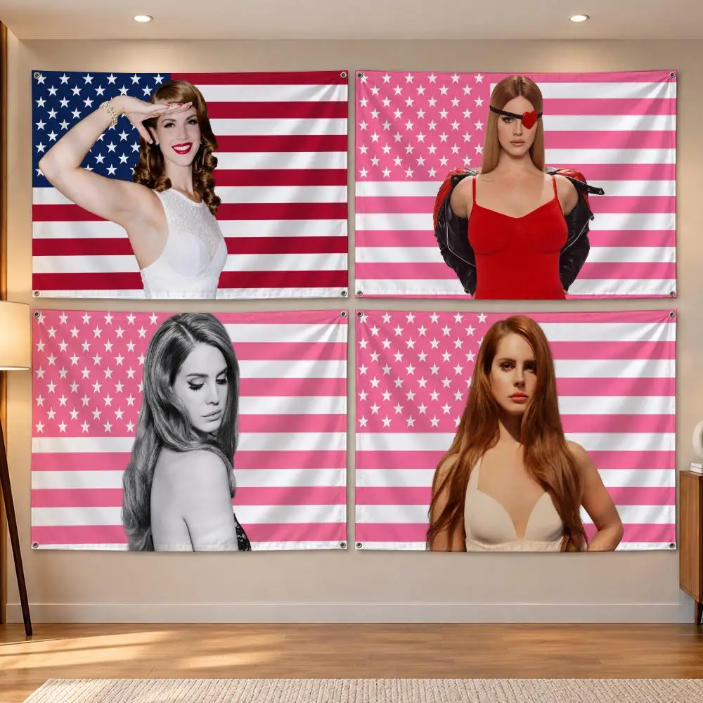 Singer Alternative Pop L-Lana Del Rey Flags Banner Decor for Bedroom,Garden,Party,Club,Indoor Outdoor, Fan Gift