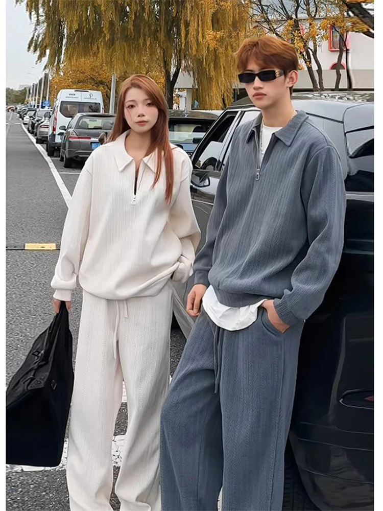 

Cool Haome Men's Hoodie Sweatpants Set Autumn New Sle Couple Matching Two Pieces Set Wheat Spike Pattern Long Sve Lon...