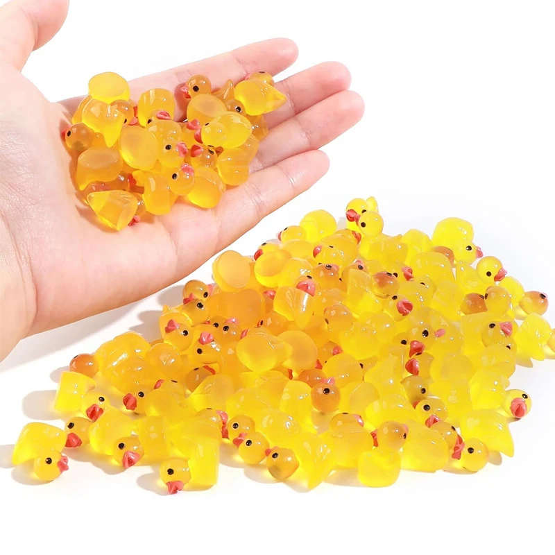 

10/20 Pcs Tiny Resin Yellow Ducks Miniatures, Glow in the Dark, Fairy Garden Ornaments, Micro Landscape DIY Craft Accessories