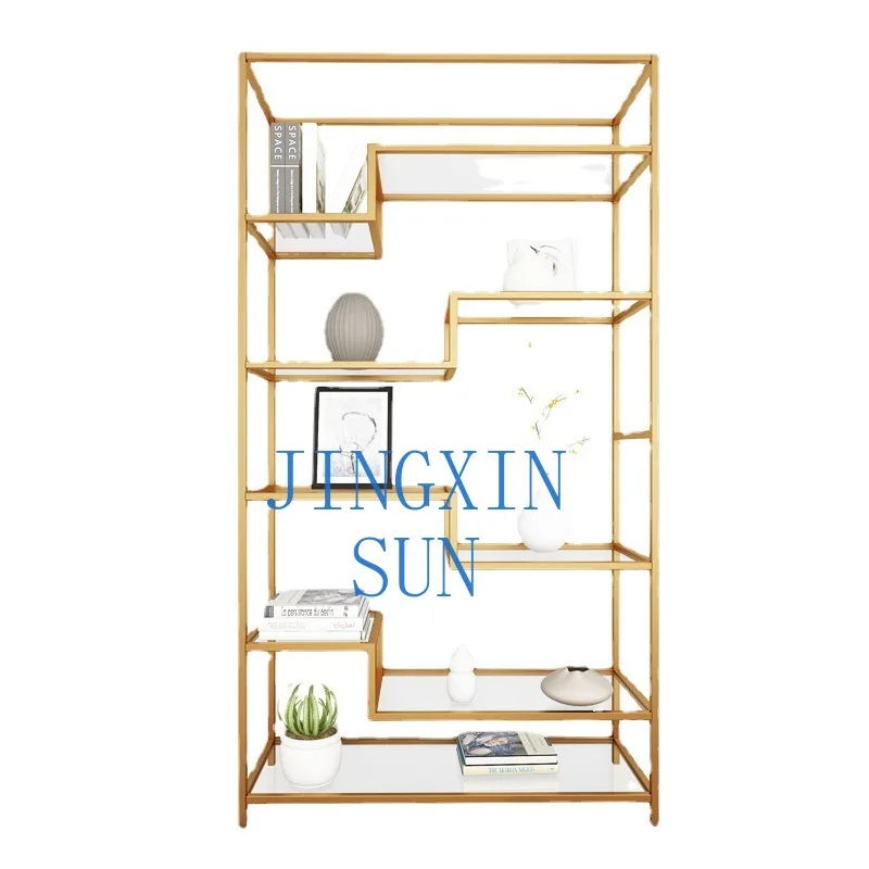 Heavy metal iron tempered glass wine rack display stand