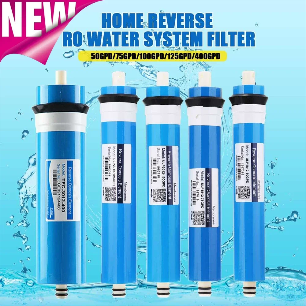 Home Kitchen Reverse Osmosis Ro Membrane 50/75/100/150/400gpd Replacement Water System Filter Water Purifier Drinking Treatment