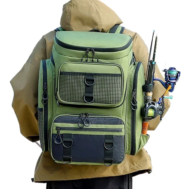 

50L Fishing Backpack with Rod Holders Chest Bag Fish Tackle Lure Organizer Storage Bagpack Outdoor Camping Hiking Large Bags