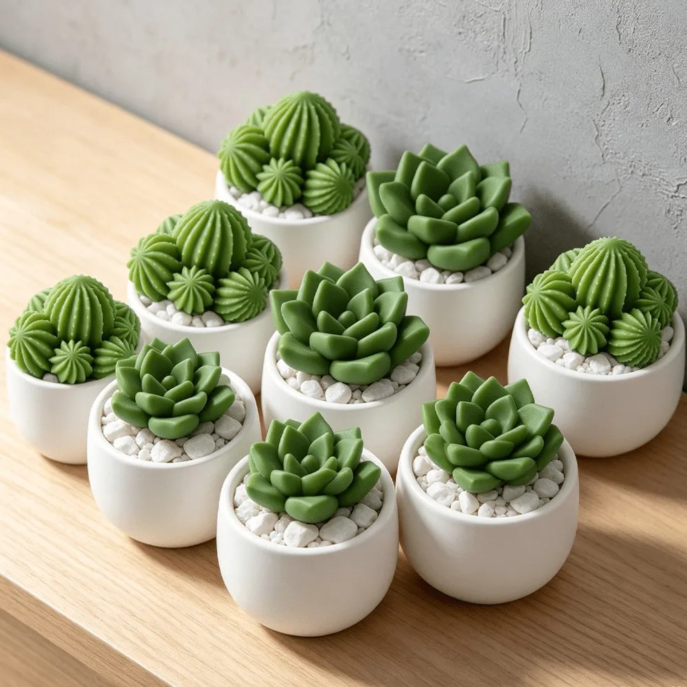 2-teiliges Set Sukkulenten-Blumen-Silikonform für Kerzen, Pflanzenform, Werkzeug für Seifen- und Harzherstellung, DIY-Dekoration, Geschenk für Hochzeit, Geburtstag, Party – Detail 4