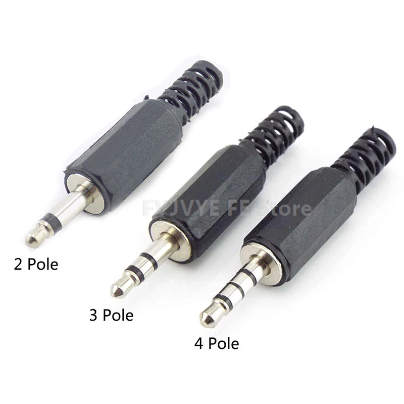 5/10pcs 3.5mm 2/3/4 Pole mono Audio Connectors Jack Plug Headphone Male Adapter jack plug Male Jack Plug Wire Terminals F5