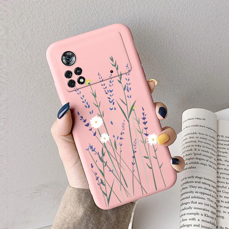 Etui na Poco X4 Pro 5G Poco M4 Pro Cute Heart Flower Back Cover Soft Silicone Matte Protective Funda For Xiaomi Poco X4 Pro Bag