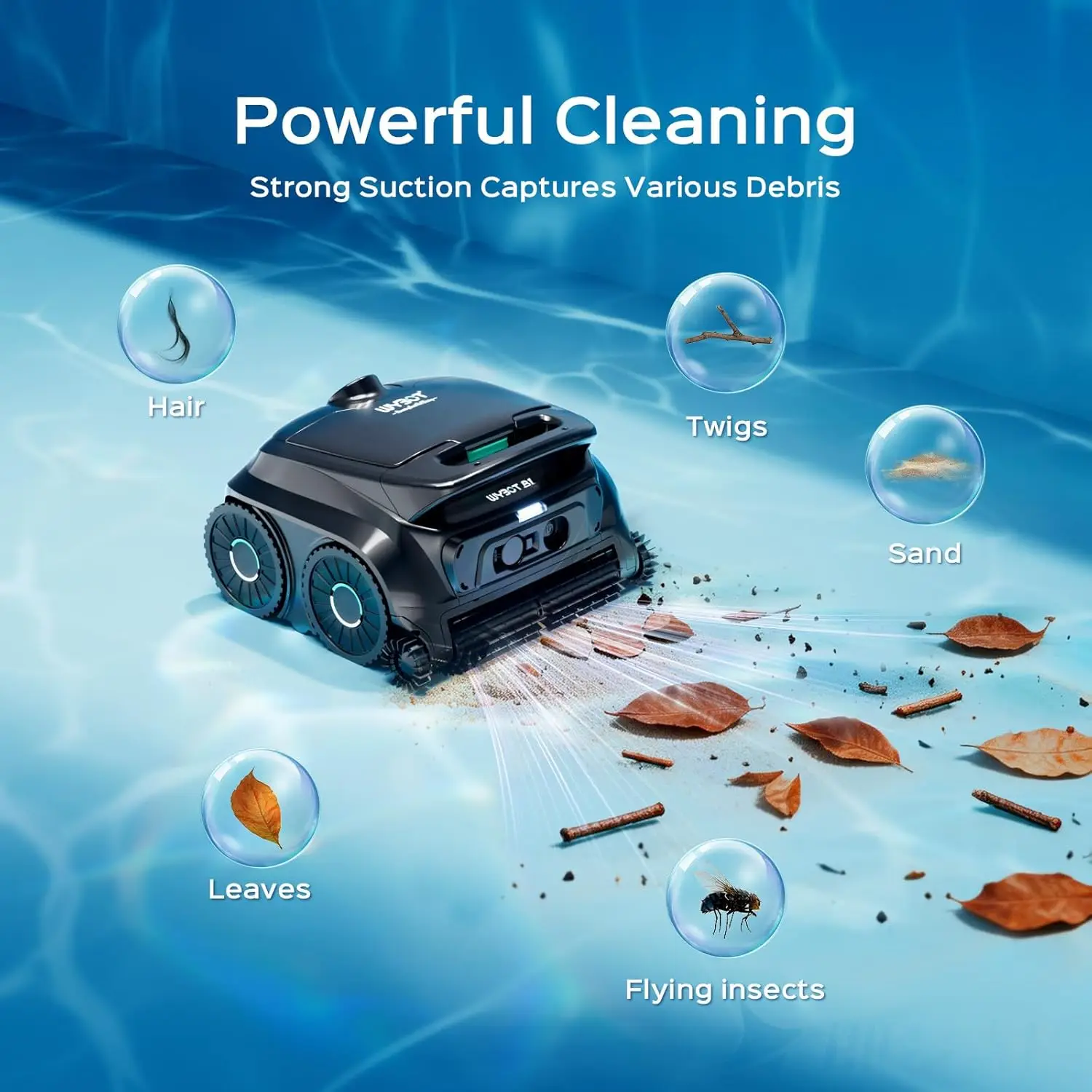 B1 Cordless Pool Cleaner Robot Smart Navigation Floor Wall Climbing Vacuum Scrubber Self Parking Inground Above Ground Pools
