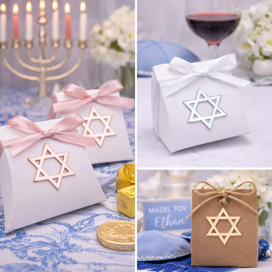50Pcs/Lot 3cm Star of David Mirror Stickers Self Adhesive Acrylic Decals Jewish Ornaments Gift Box Decorations