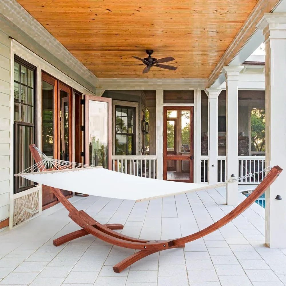 أرجوحة خشبية ECOTOUGE بطول 12 قدمًا مع حامل لشخص واحد، مقاومة للطقس، سرير أرجوحة مستدام معتمد للفناء الخلفي، B