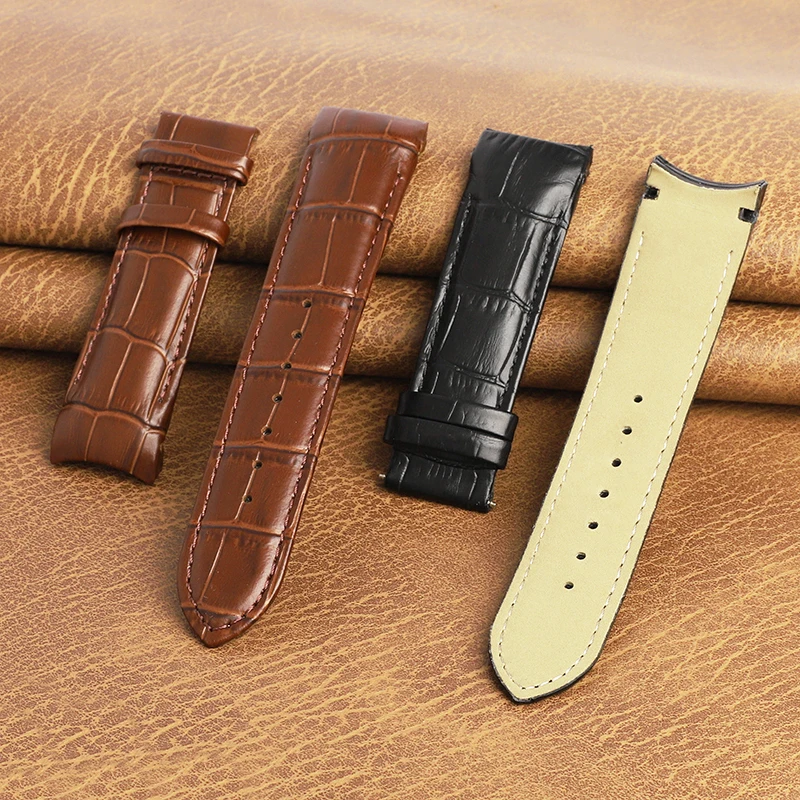pulseira-de-couro-genuino-com-extremidade-convexa-de-22mm-23mm-24mm-design-com-padrao-de-bambu-cor-preta-e-marrom-sem-fivela-para-homens