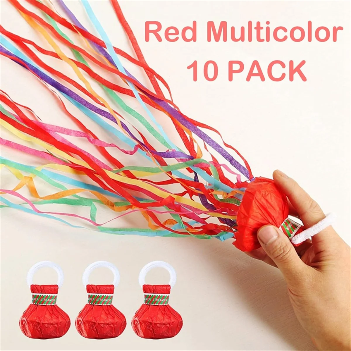 

10Pack Streamers Popper Hand Throw Streamers No Mess Confetti Magic Paper Cracker for Celebration Birthday Propose