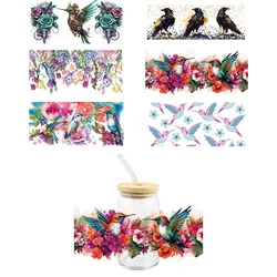 Cartoon Bird UV DTF Wrap Transfer Stickers 3D DIY Colorful Decal DTF Wrap For 16OZ Glasses Cups Mugs Stickers